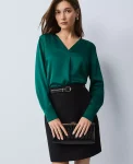 Ann Taylor Tops And Blouses|Mixed Media Pleat Front Top Rainforest