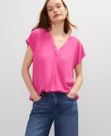Ann Taylor Tops And Blouses|Mixed Media Pleat Front Top Rose Violet