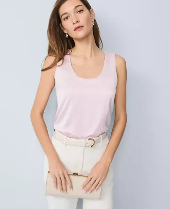 Ann Taylor Tops And Blouses|Mixed Media Tank Top Faint Lilac