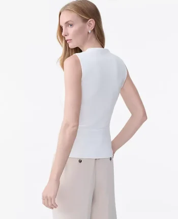 Ann Taylor Tops And Blouses|Mock Neck Knit Shell Winter White