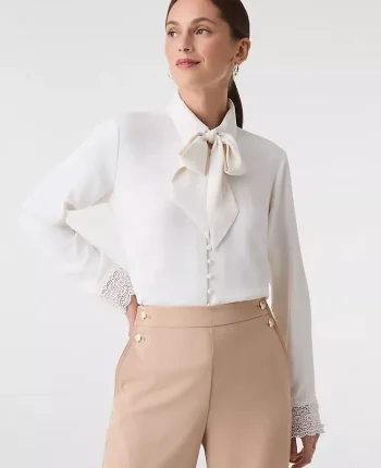 Ann Taylor Tops And Blouses|Modern Tie Neck Blouse Winter White