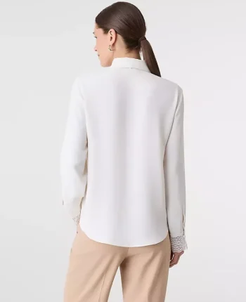 Ann Taylor Tops And Blouses|Modern Tie Neck Blouse Winter White