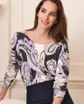 Ann Taylor Sweaters|All Sweaters|Paisley Boatneck Sweater Night Sky