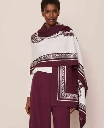 Ann Taylor Ponchos And Kimonos|Ponchos & Kimonos|Paisley Wrap Poncho Poised Plum