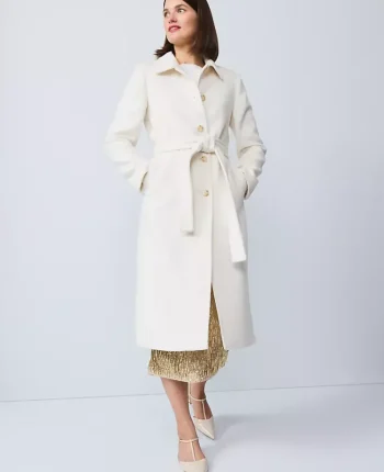Ann Taylor Petite Jackets And Blazers|Petite Belted Everyday Coat Winter White