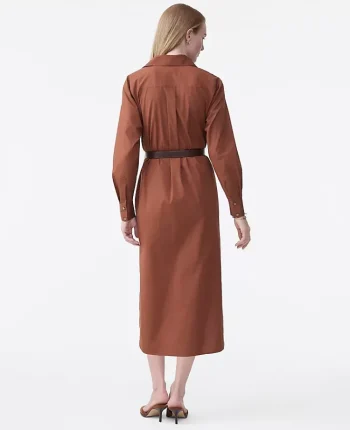 Ann Taylor Petite Dresses|New Petite Styles|Petite Belted Midi Shirtdress Tortoise Shell Brown