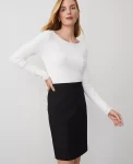 Ann Taylor Petite Skirts|Petite Bi-Stretch Seamed Pencil Skirt Black