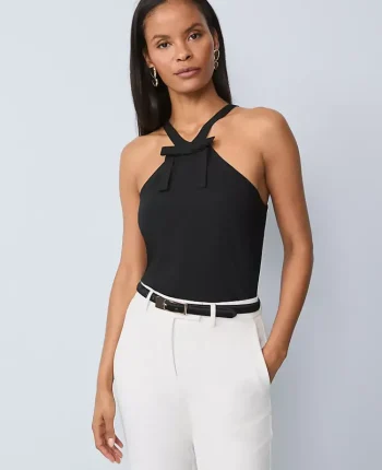 Ann Taylor Tops And Blouses|Petite Bow Halter Top Black