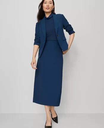 Ann Taylor Skirts|Suits|Petite Crepe Column Midi Skirt Moonlit Backdrop