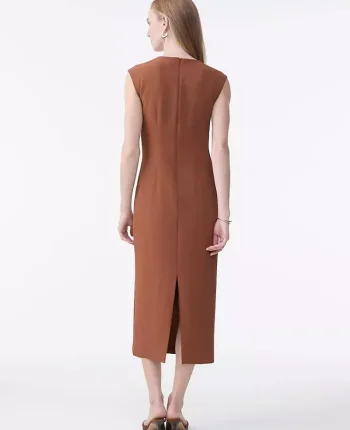 Ann Taylor Petite Dresses|New Petite Styles|Petite Crepe Twist Sheath Dress Tortoise Shell Brown
