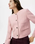 Ann Taylor Jackets And Blazers|Petite Crew Neck Jacket Pale Mauve
