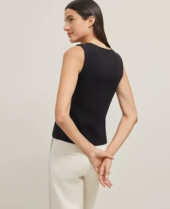 Ann Taylor Tops And Blouses|Petite Crew Neck Shell Black