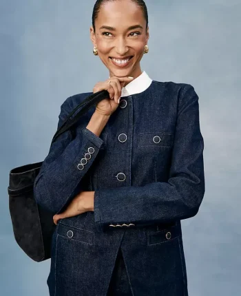 Ann Taylor Petite Jackets And Blazers|Jackets And Blazers|Petite Denim Split Hem Jacket Classic Rinse Wash