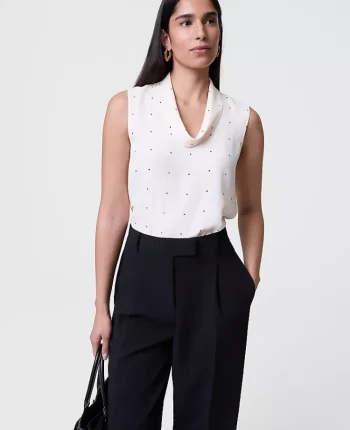 Ann Taylor New Petite Styles|Petite Dotted Cowl Neck Top Feather