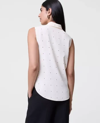 Ann Taylor New Petite Styles|Petite Dotted Cowl Neck Top Feather