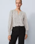 Ann Taylor Tops And Blouses|Petite Dotted Smocked Crew Neck Top Ivory Whisper