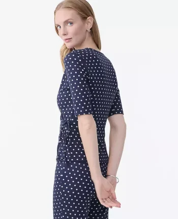 Ann Taylor New Petite Styles|Petite Dotted Tie Waist Wrap Top Night Sky