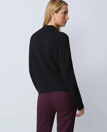 Ann Taylor Sweaters|All Sweaters|Petite Embellished Collared Cardigan Black