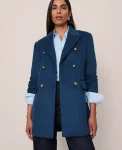 Ann Taylor Jackets And Blazers|Petite Jackets And Blazers|Petite Fitted Long Double Breasted Coat Moonlit Backdrop