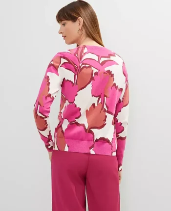 Ann Taylor Sweaters|All Sweaters|Petite Floral Ann Cardigan Rose Violet