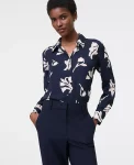 Ann Taylor New Petite Styles|Petite Floral Button Down Shirt Night Sky