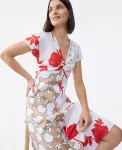 Ann Taylor Petite Dresses|New Petite Styles|Petite Floral Collage Twisted Midi Dress Fiery Sunset