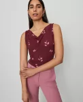 Ann Taylor Tops And Blouses|Petite Floral Draped Cowl Neck Top Windsor Wine