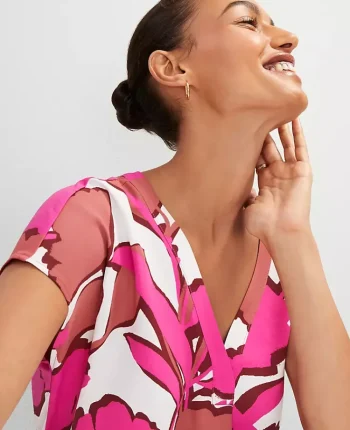 Ann Taylor Tops And Blouses|Petite Floral Mixed Media Top Rose Violet