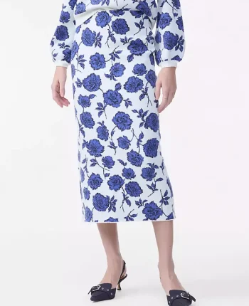 Ann Taylor Petite Skirts|New Petite Styles|Petite Floral Sweater Pencil Skirt Electric Periwinkle