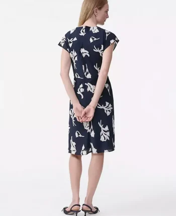 Ann Taylor Petite Dresses|New Petite Styles|Petite Floral Twist Midi Dress Night Sky