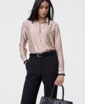 Ann Taylor New Petite Styles|Petite Geo Satin Button Down Shirt Sail Cloth
