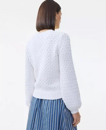 Ann Taylor Petite Sweaters|New Petite Styles|Petite Honeycomb Cable Crew Neck Sweater Winter White