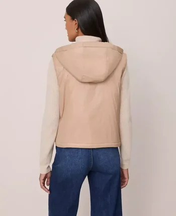 Ann Taylor Jackets And Blazers|Petite Jackets And Blazers|Petite Hooded Puffer Vest Cafe Au Lait