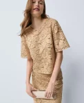 Ann Taylor Tops And Blouses|Petite Lace Blouse Gold Lace
