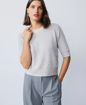 Ann Taylor Sweaters|All Sweaters|Petite Metallic Sweater Tee Silver