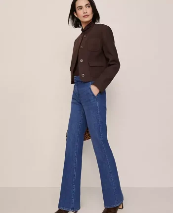 Ann Taylor Petite Jeans|Petite Mid Rise Boot Jean In Metropolitan Wash Clean Dark Wash