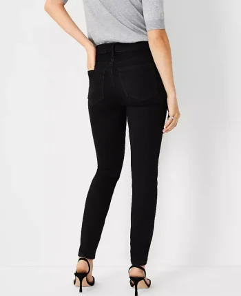 Ann Taylor Petite Jeans|Petite Mid Rise Skinny Jeans In Jet Black Wash