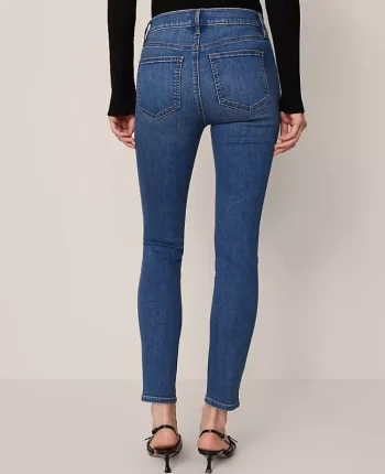 Ann Taylor Petite Jeans|Petite Mid Rise Skinny Jeans In Classic Wash &mdash; Curvy Fit Classic Mid Wash