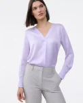 Ann Taylor New Petite Styles|Petite Mixed Media Pleat Front Top Sunrise Lavender