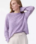 Ann Taylor Petite Sweaters|New Petite Styles|Petite Pointelle Crew Neck Sweater Purple/Pink