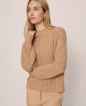 Ann Taylor Sweaters|All Sweaters|Petite Pointelle Mock Neck Sweater Cafe Au Lait
