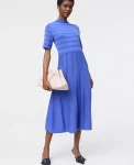 Ann Taylor Petite Sweaters|Petite Dresses|Petite Pointelle Mock Neck Sweater Dress Electric Periwinkle