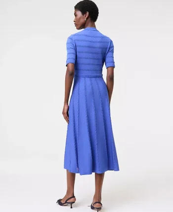 Ann Taylor Petite Sweaters|Petite Dresses|Petite Pointelle Mock Neck Sweater Dress Electric Periwinkle