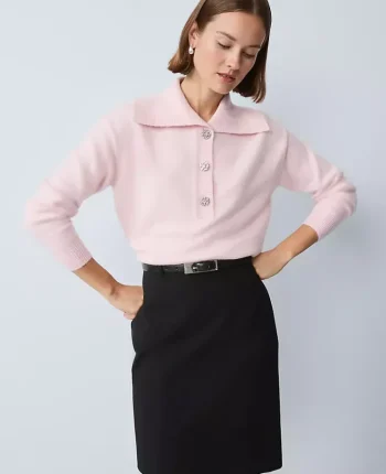 Ann Taylor Sweaters|All Sweaters|Petite Polo Sweater Faint Lilac