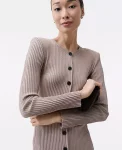 Ann Taylor Petite Sweaters|Petite Dresses|Petite Ribbed Button Sweater Dress Mocha Meringue