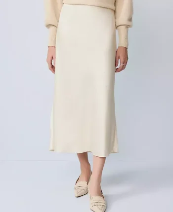 Ann Taylor Petite Skirts|Petite Satin Bias Midi Slip Skirt Feather