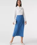 Ann Taylor Petite Skirts|Petite Satin Bias Midi Slip Skirt Refreshingly Blue