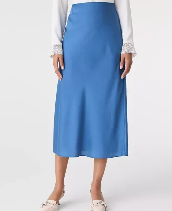 Ann Taylor Petite Skirts|Petite Satin Bias Midi Slip Skirt Refreshingly Blue