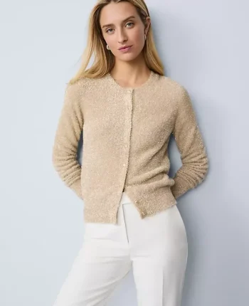Ann Taylor Sweaters|All Sweaters|Petite Shimmer Ann Cardigan Gold