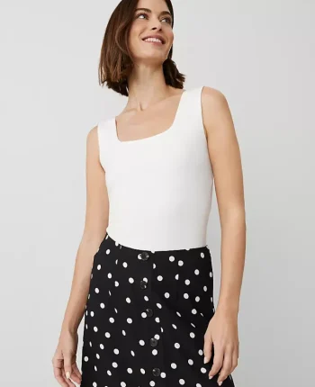 Ann Taylor Tops And Blouses|Petite Square Neck Tank Top Winter White